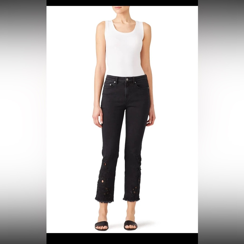 Free People Cutwork Cigarette Jeans in Black size 26
